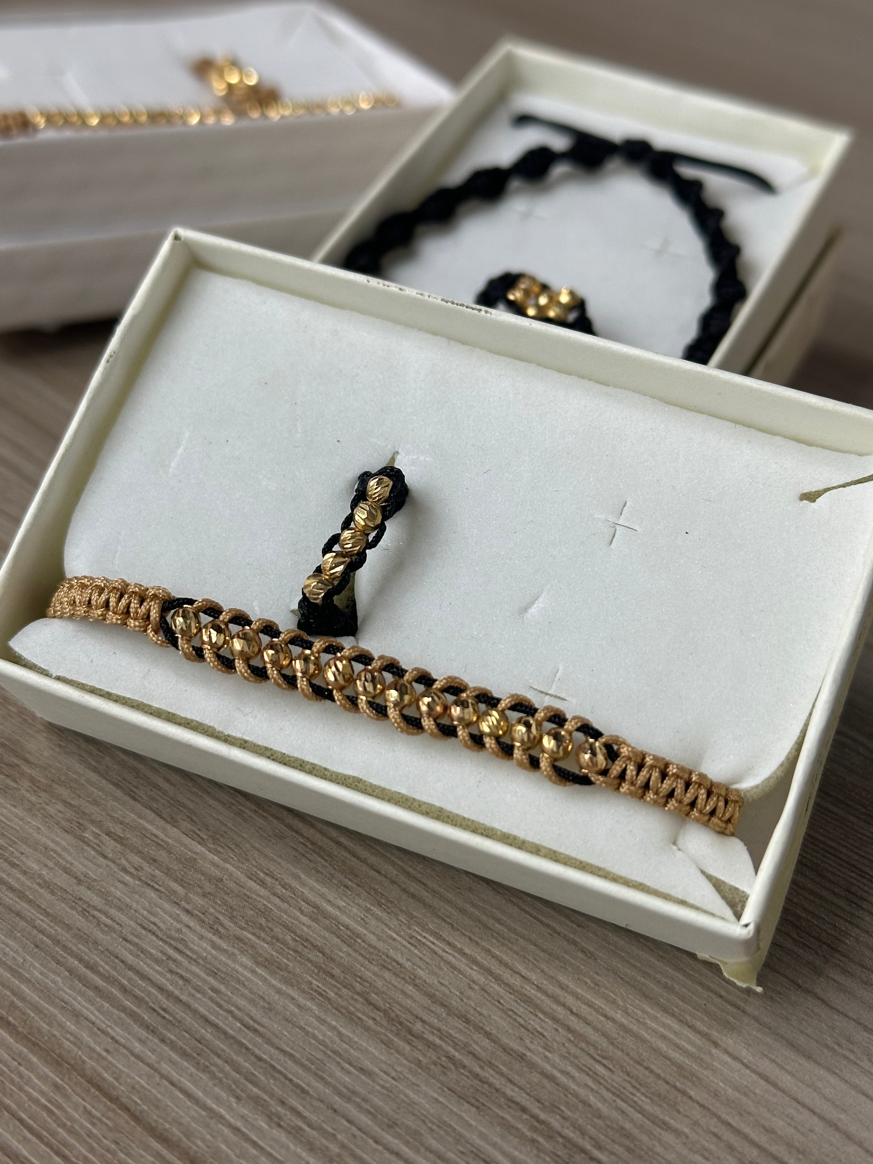 Pulsera + Anillo Tejidos Balines – Oro Nacional 18K